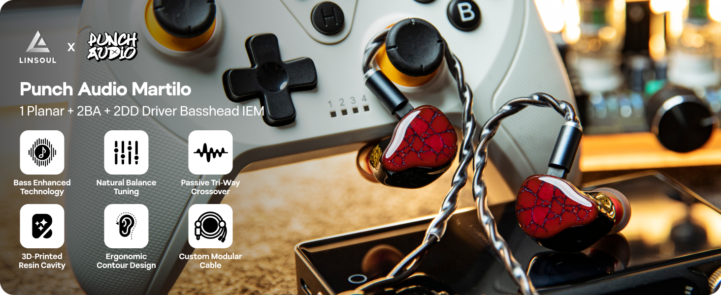 Linsoul Punch Audio Martilo in Ear Monitor, 1 Planar + 2BA + 2DD